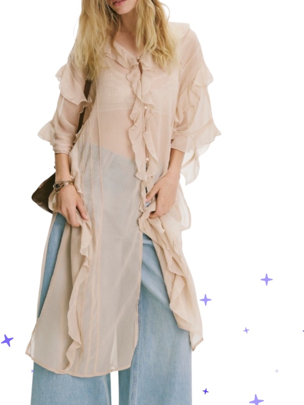 Free People Winter Valley Kimono OS Caramel Peach